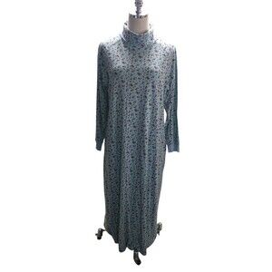 The Vermont Country Store Dress Women's Size Medium Navy 100% Cotton Maxi